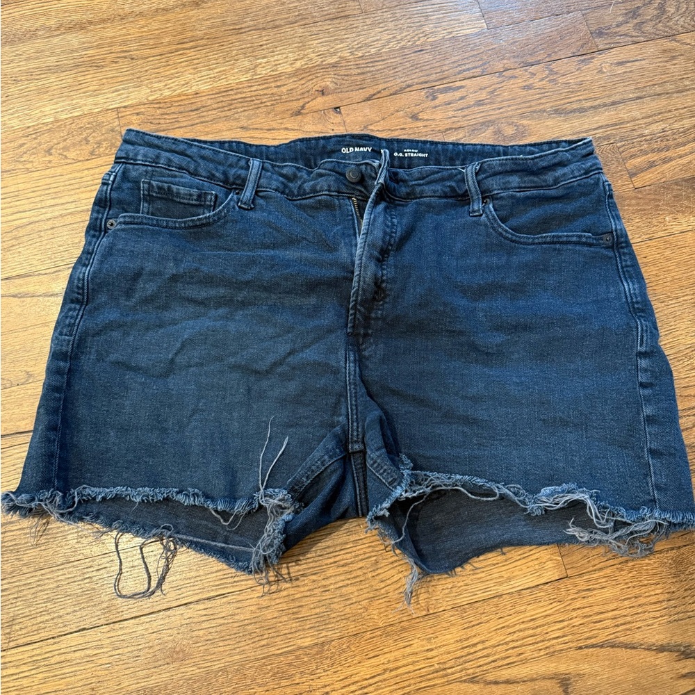 Old Navy Black Frayed Hem Denim Shorts
